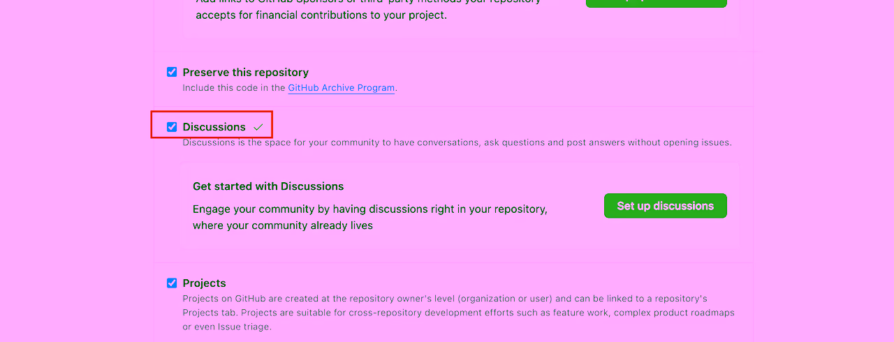 Discussions 활성화